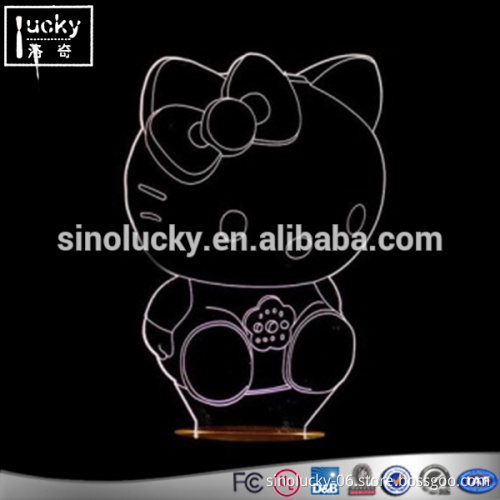 Custom acrylic hello kitty shape 7 colors changing desk table lamp illusion 3d led night light